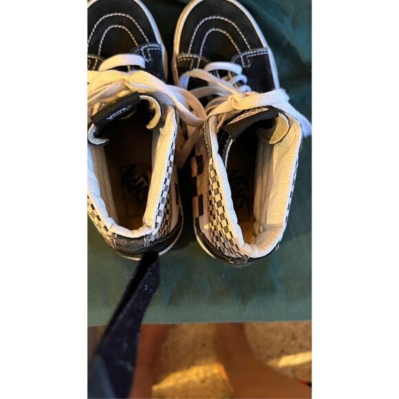 Vans Old Skool Checkered Lace Up High Cut Skate Shoes Black White Size 4.5 - Picture 9 of 13